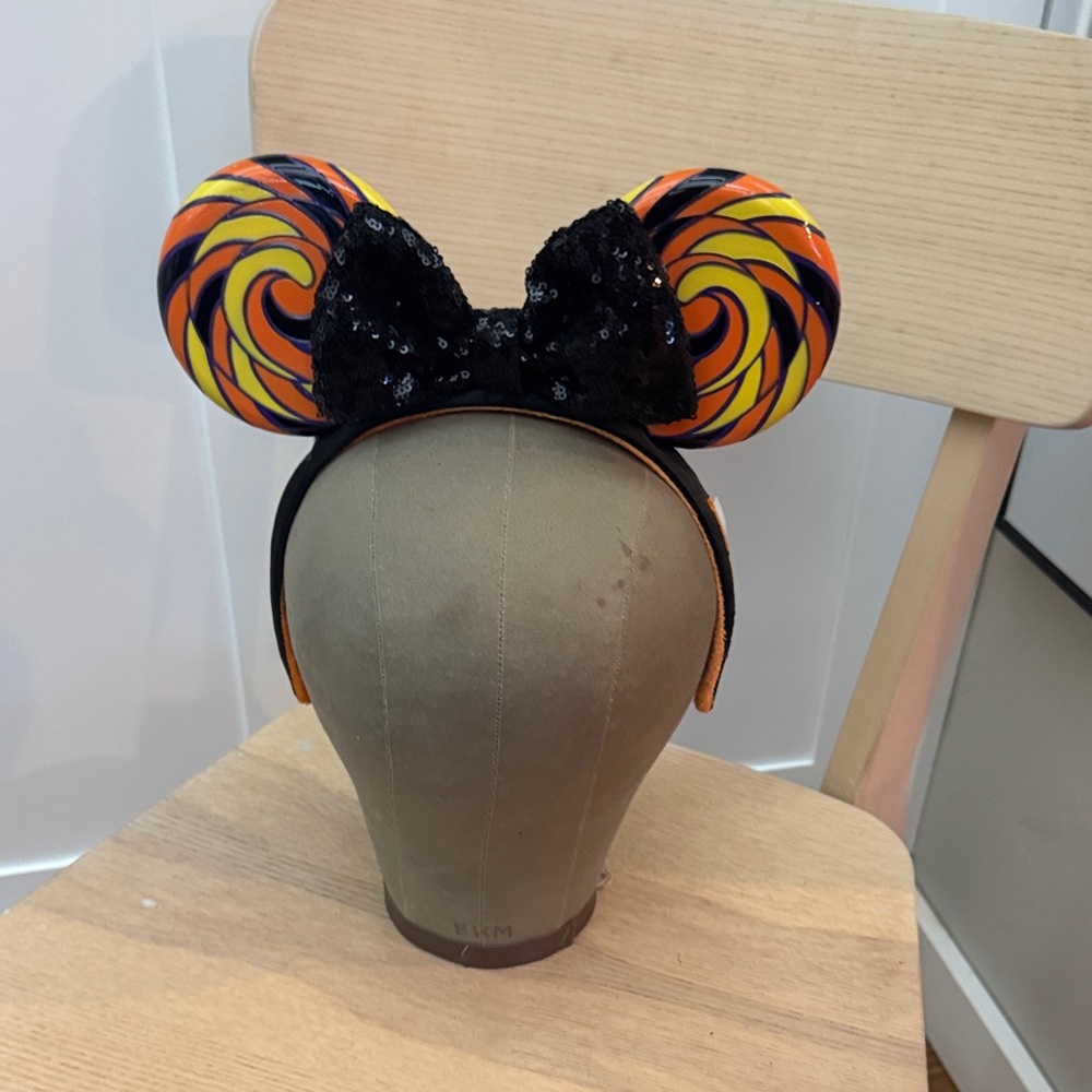 Disney Halloween Mickey Ears Black and Orange Swirl